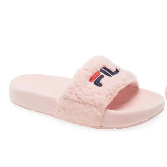 Fila Fuzzy Slide Sandals Pink Sz 11 - Picture 2 of 7
